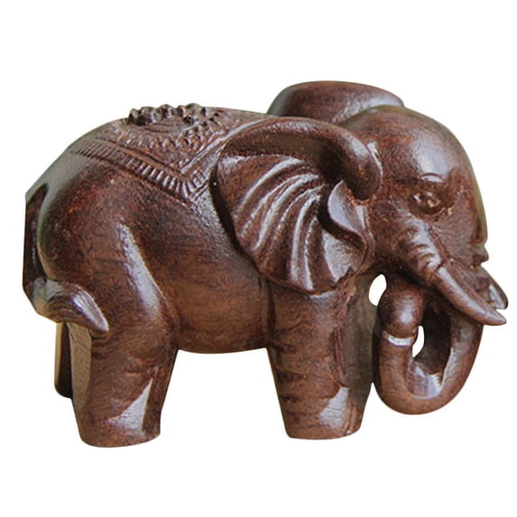COCEQUC Chinese Fengshui Wooden Elephant Statue Figurine Ornament hot. Decor` Craft 9CB7 T2V1