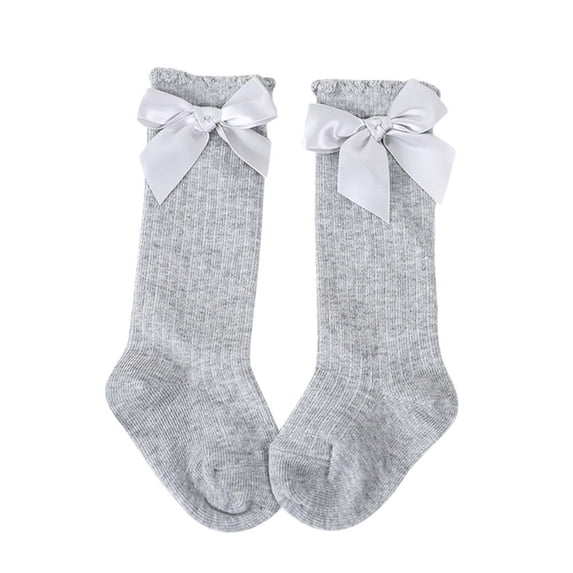 Fengyings Clearance Baby Girls Knee High Socks Infants Toddlers Bow Knit Socks Cotton Tube Ruffled Stockings