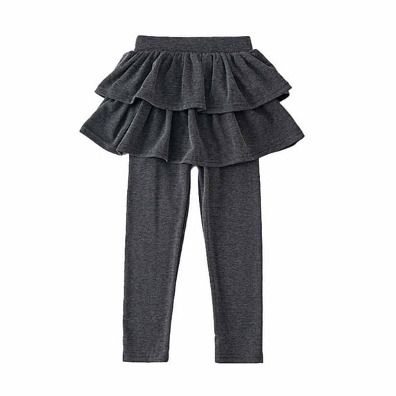 Fengyings Girls Footless Leggings with Ruffle Tutu Skirt Pants Stretchy Cotton Pantskirt Girls Skirt Leggings