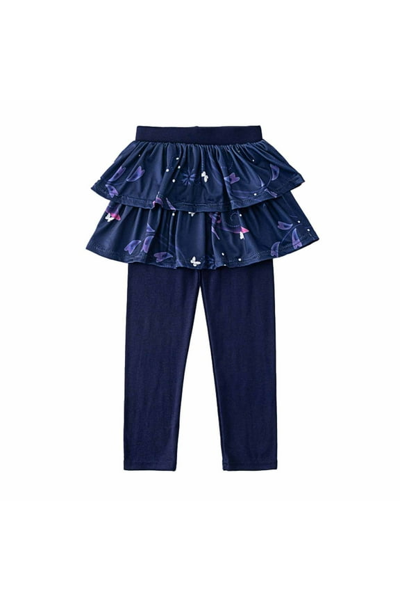 Girls Footless Leggings with Ruffle Tutu Skirt Pants Stretchy Cotton Pantskirt Girls Skirt Leggings