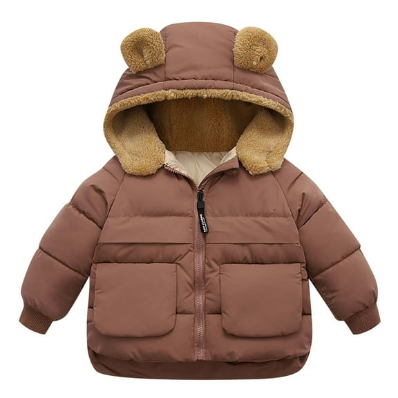 Fengyings Clearance Kids Girls Boys' Winter Fleece Jackets With Hooded Toddler Cotton Dress Warm Lined Coat Outer Clothing