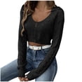 thumbnail image 1 of Fengyings Clearance Long Sleeve Crochet Sweater T Shirt Tops Sexy Sheer Deep V Neck Hollow Out Knit Tee Shirt Top, 1 of 3