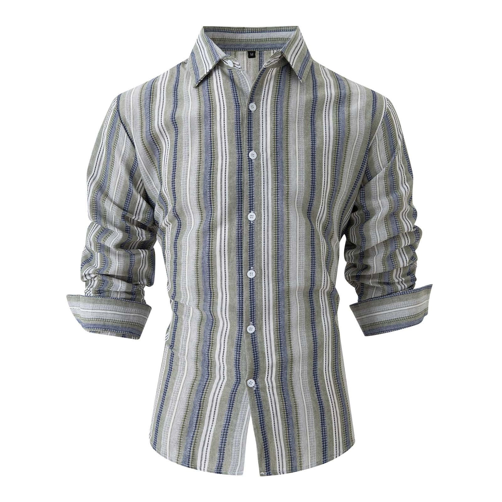 Fengyings Clearance Mens Button Down Shirt Linen Cotton Shirts Casual