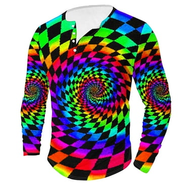 Fengyings Mens Long Sleeve Shirts Crew Neck Casual Tee Shirts Regular Fit Button Pullover T-Shirts