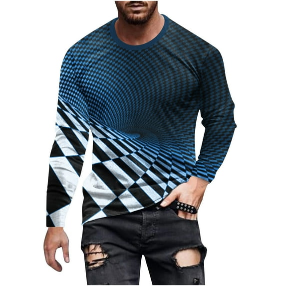 Fengyings Clearance Mens Long Sleeve Shirts Crew Neck Casual Tee Shirts Regular Fit Pullover T-Shirts