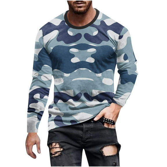 Fengyings Mens Long Sleeve Shirts Crew Neck Casual Tee Shirts Regular Fit Pullover T-Shirts