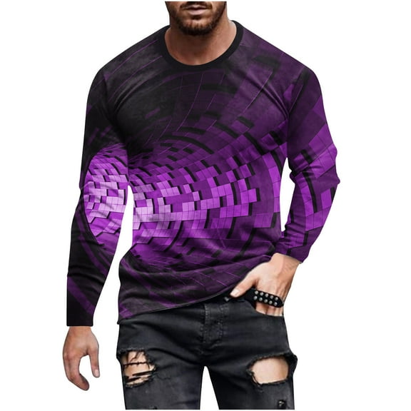 Fengyings Mens Long Sleeve Shirts Crew Neck Casual Tee Shirts Regular Fit Pullover T-Shirts
