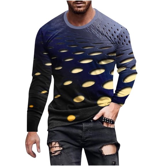 Fengyings Mens Long Sleeve Shirts Crew Neck Casual Tee Shirts Regular Fit Pullover T-Shirts