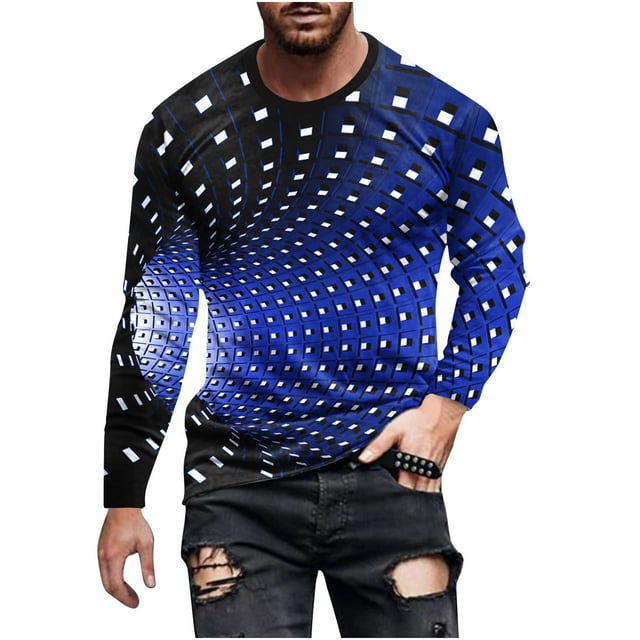Fengyings Mens Long Sleeve Shirts Crew Neck Casual Tee Shirts Regular Fit Pullover T-Shirts