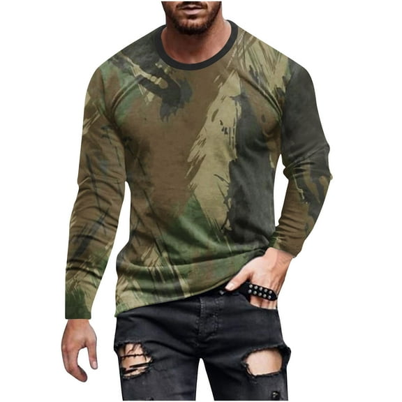 Fengyings Mens Long Sleeve Shirts Crew Neck Casual Tee Shirts Regular Fit Pullover T-Shirts