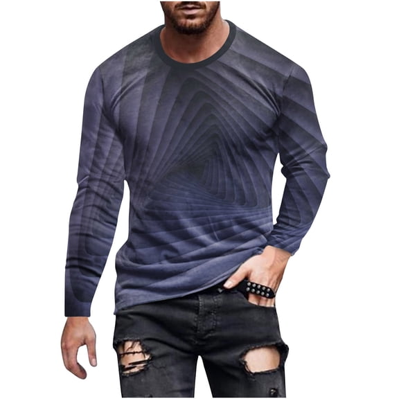 Fengyings Mens Long Sleeve Shirts Crew Neck Casual Tee Shirts Regular Fit Pullover T-Shirts