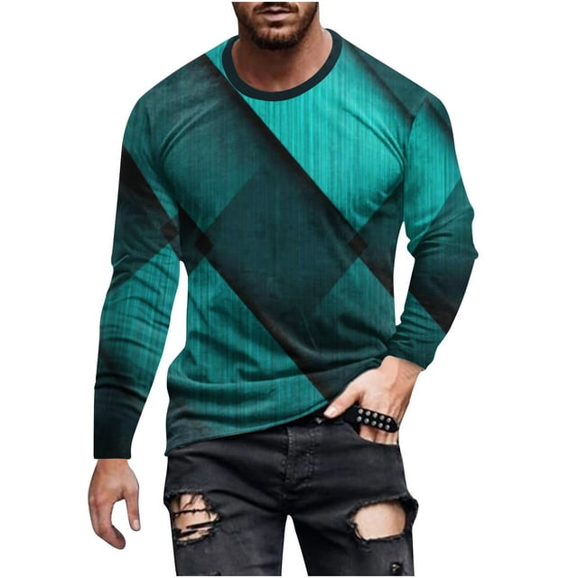 Fengyings Mens Long Sleeve Shirts Crew Neck Casual Tee Shirts Regular Fit Pullover T-Shirts