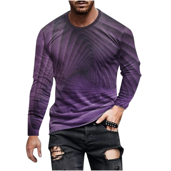 Fengyings Mens Long Sleeve Shirts Crew Neck Casual Tee Shirts Regular Fit Pullover T-Shirts