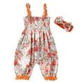 thumbnail image 1 of Fengyings Clearance Summer Toddler Baby Girl Romper Clothes Cute Flower Print Lace Trim Backless Romper Jumpsuit, 1 of 9