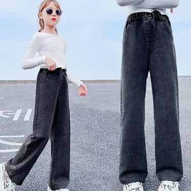 Fengyings Teens Girls Women's Basic Jeans Casual Wide Leg Jeans Loose Pants