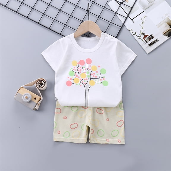 Fengyings Toddler Boy Summer Outfit Short Sleeve Letter Print T Shirt Top and Casual Shorts Set Cute Infant Newborn Clothes