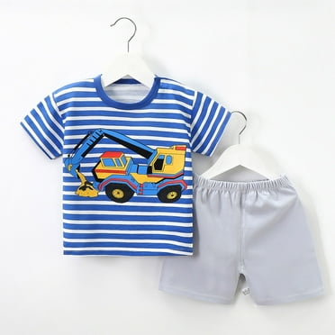 Fengyings Toddler Baby Boy Summer Outfit Short Sleeve Letter Print T Shirt Top and Casual Shorts Set Cute Infant Newborn Clothes