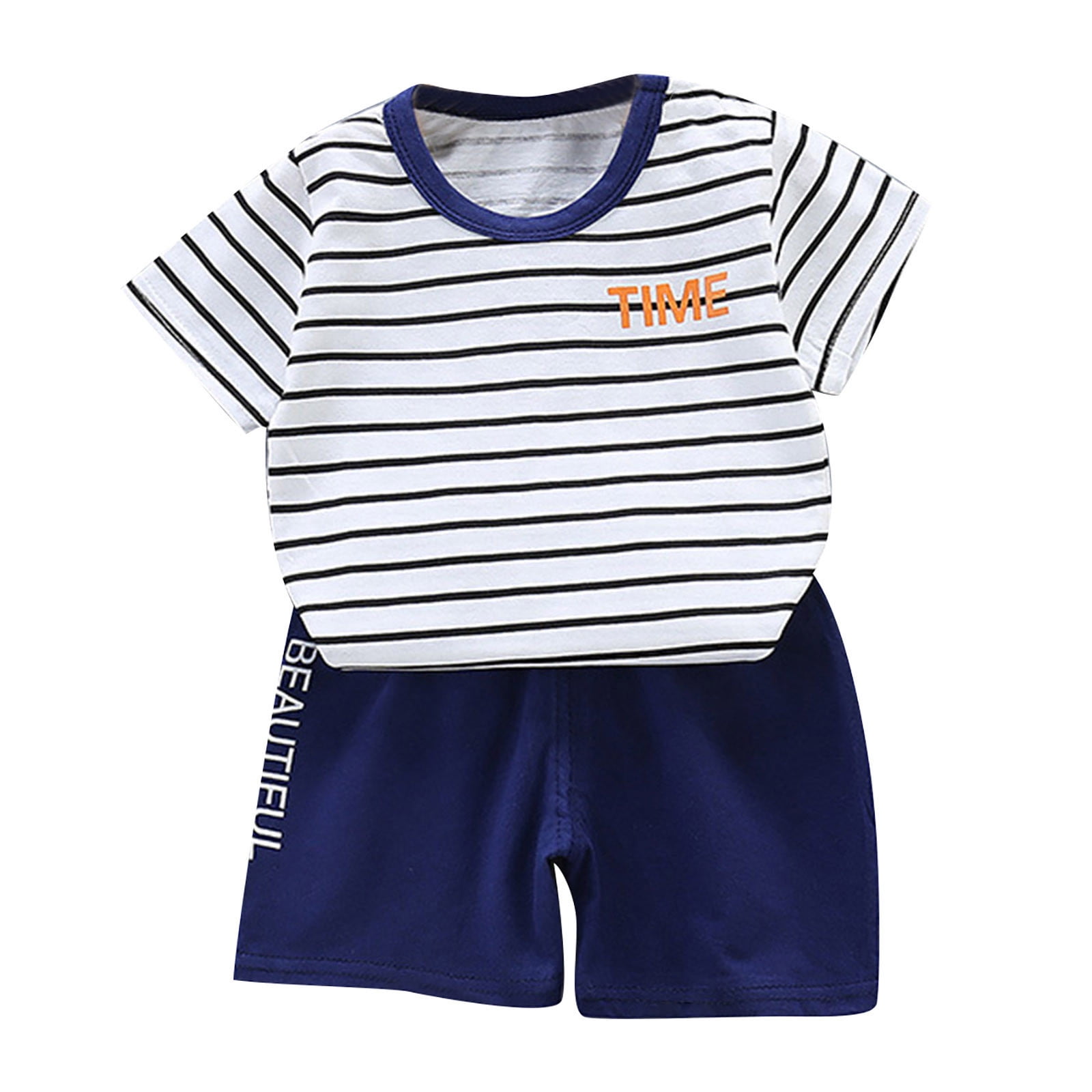 Fengyings Clearance Toddler Baby Boy Summer Outfit Short Sleeve Letter Print T Shirt Top and Casual Shorts Set Cute Infant Newborn Clothes