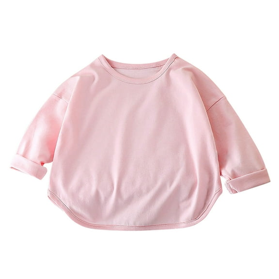 Fengyings Toddler Boys Girls Long Sleeve T-Shirt Cotton Crewneck Casual T-Shirt Kids Solid Color Tops