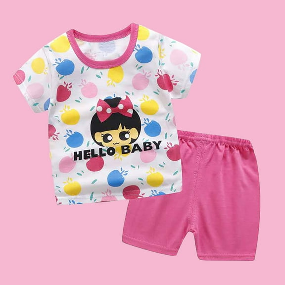 Fengyings Toddler Girl Boy Short Set Little Boy Clothes Casual CrewNeck Short Sleeve T-Shirt and Short Sets Summer Outfits 1T-5T