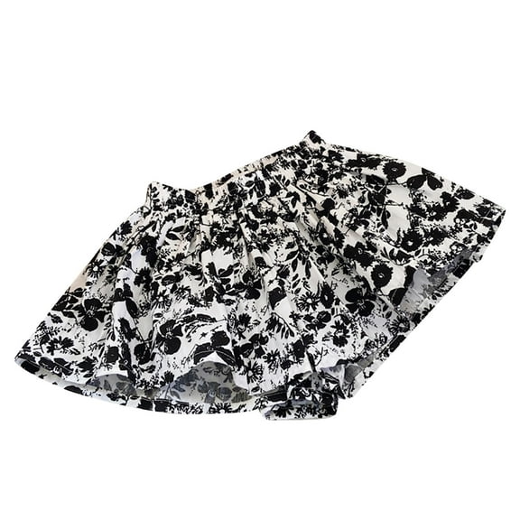 Fengyings Toddler Girls Floral Pleated Skirt Shorts Wide-Leg Flowy Skorts Kids Summer Clothes 2-8 Years