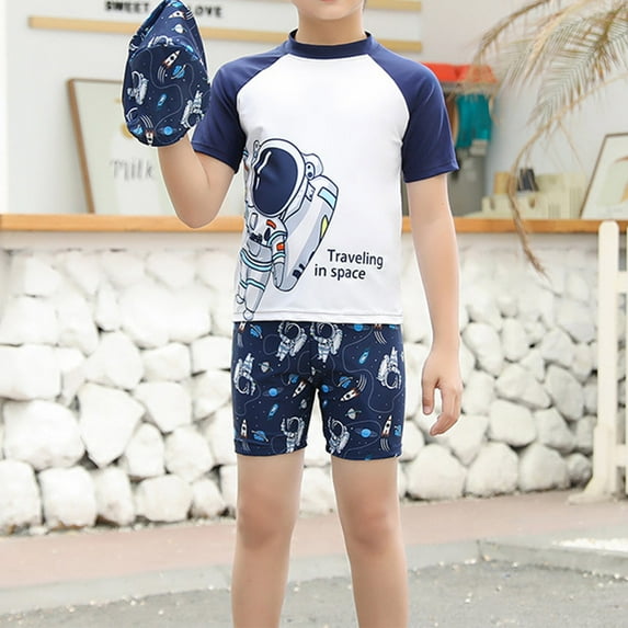 Fengyings Clearance Toddler Kids Boys Two Piece Swimsuits Kids Short Sleeve Swimwear Sets Bathing Suit
