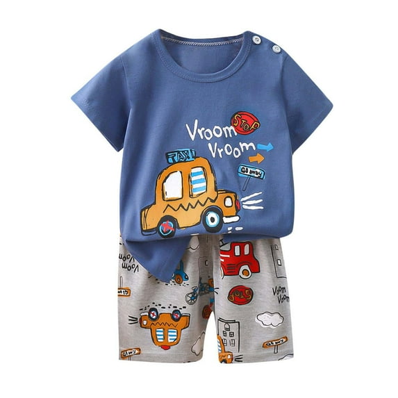Fengyings Toddler Boy Summer Outfit Short Sleeve Letter Print T Shirt Top and Casual Shorts Set Cute Infant Newborn Clothes