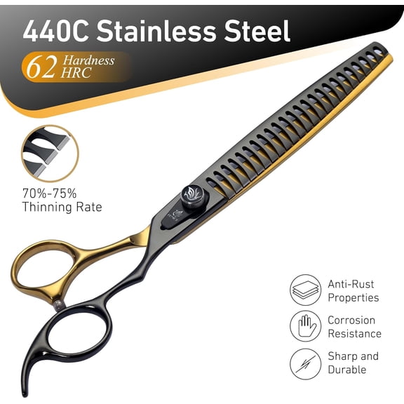 Fenice Peak 8'' Black Dog Grooming Scissors