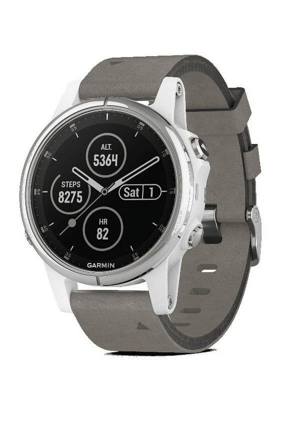 Fenix 5S Plus Sapphire, White with Gray Suede band