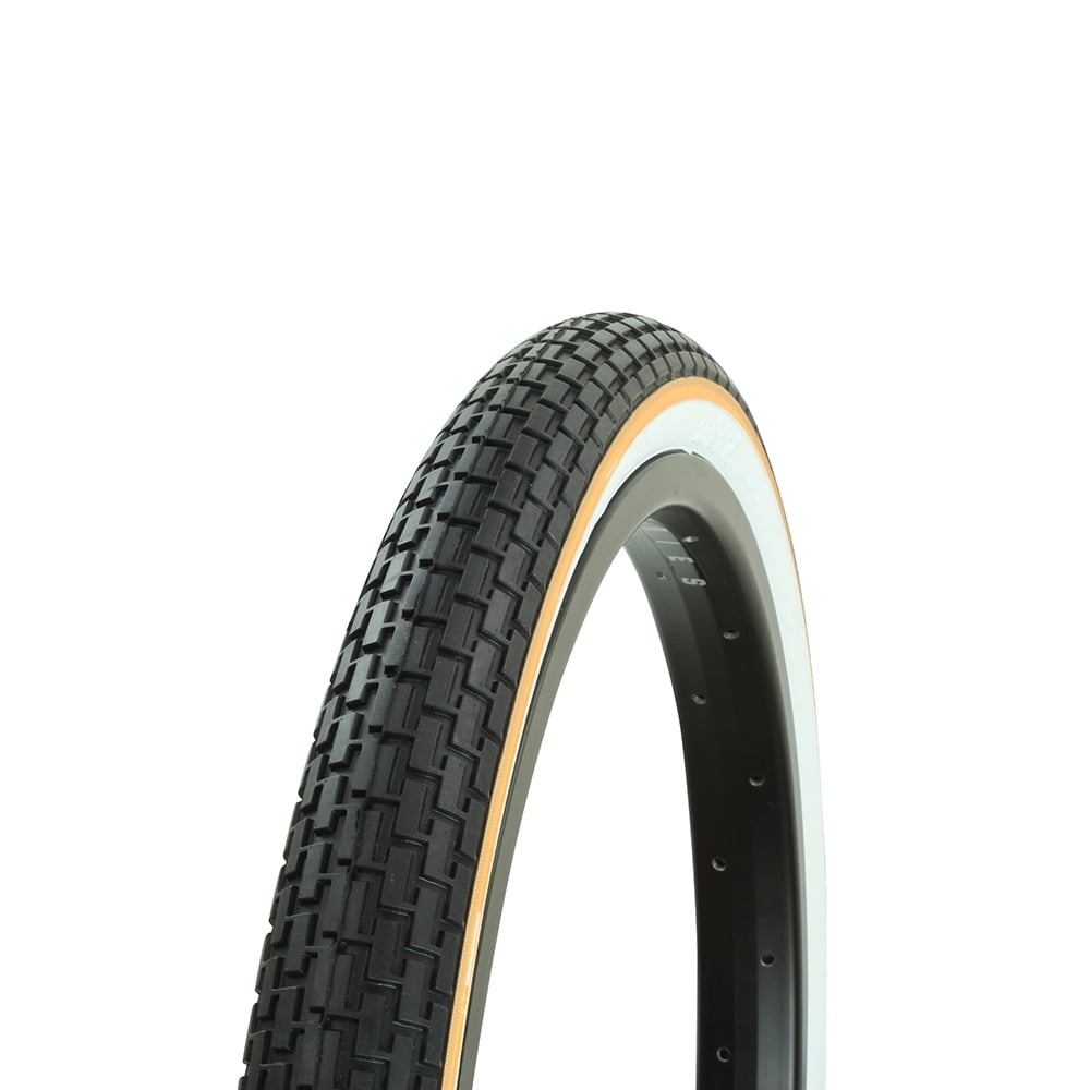 Fenix Bike Bicycle Tire 20" x 1.75" Black/White Sidewall W/ Yellow Line