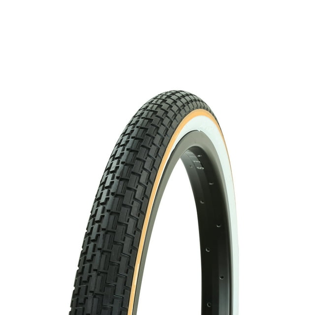 Fenix Bike Bicycle Tire 20" x 1.75" Black/White Sidewall W/ Yellow Line