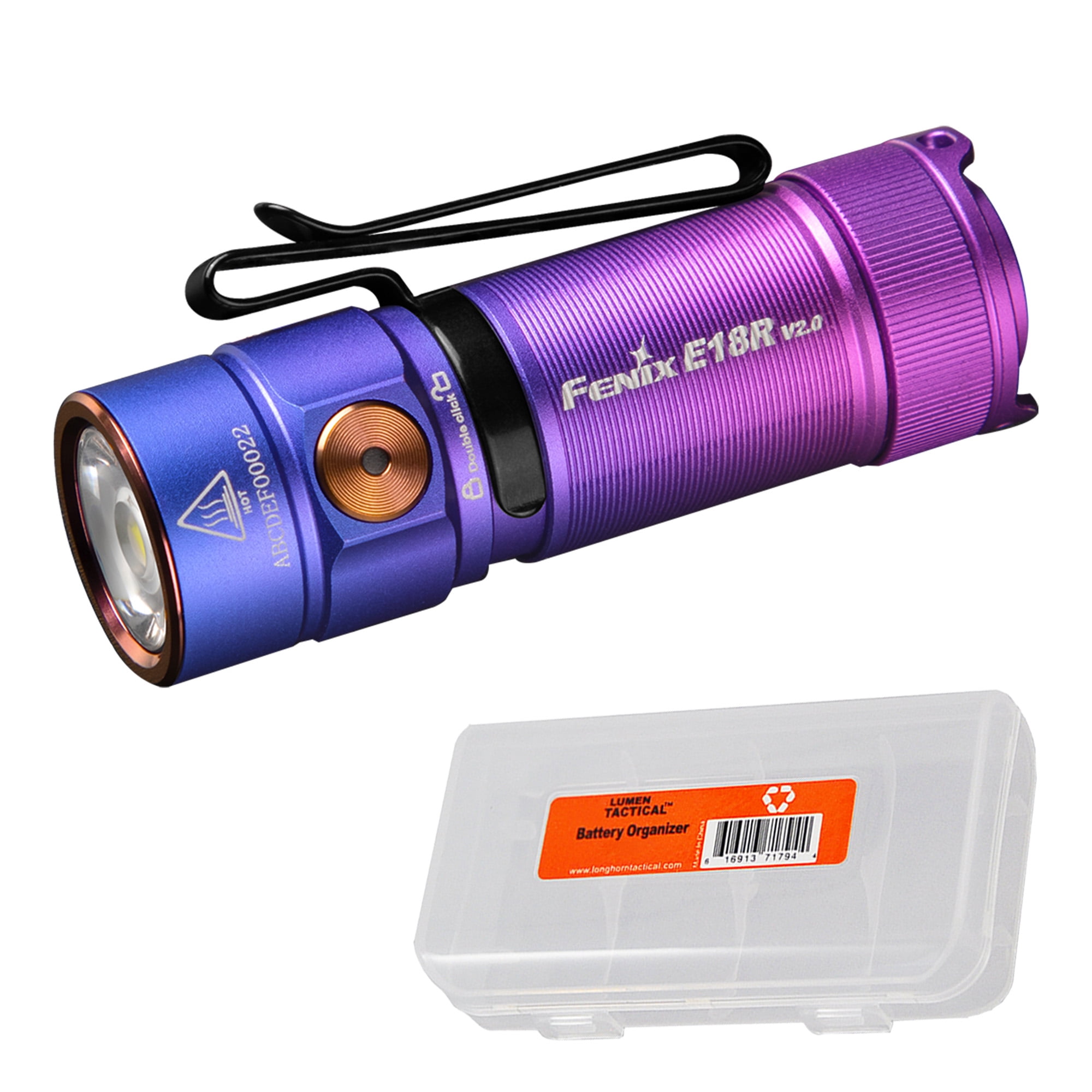 Fenix E18R V2 1200 Lumen LED EDC Flashlight w/battery & batt carrying case