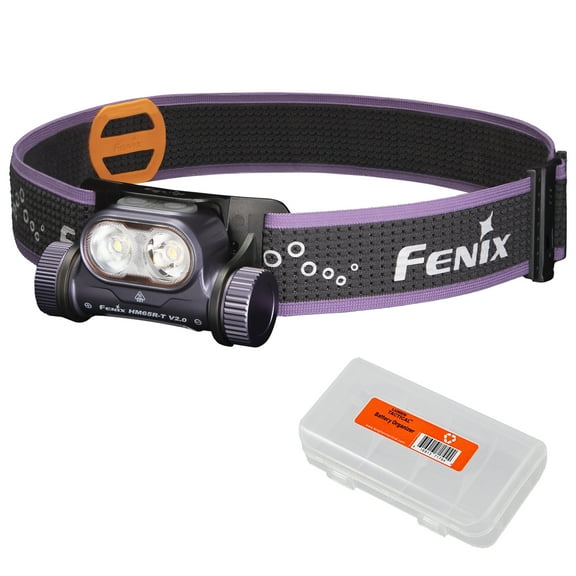 Fenix HM65R-T V2.0 1600 Lumen Rechargeable Trail Running Headlamp (Dark Purple) + LumenTac Organizer