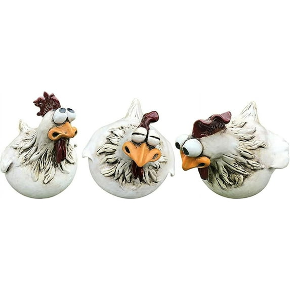 Feniyue Funny Chicken Decor Garden Statues, Resin Chicken Statues Outdoor Decorative Garden Stakes, Chicken Yard Art Sculptures