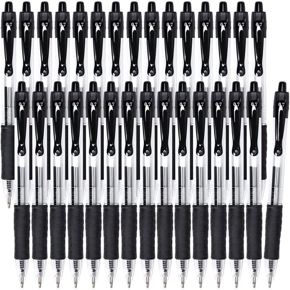 Fenmay Gel Pens,30 Retractable Black gel pens,smooth writing(0.7mm) gel ink pens for office & students