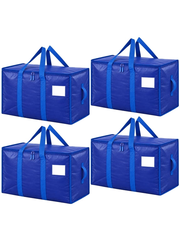4 Pack Heavy Duty Extra Large Moving Bags with Backpack Straps, Reinforced Handles & Smooth Zippers, Waterproof Puncture Resistant Storage Totes for Clothes, Dorm, Moving & Travel