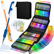 Fenmay Glitter Pens, 100 Pack Glitter Gel Pens Vibrant Color with Case Set for Adult Coloring, Drawing, Doodling & Crafts, Durable & Comfortable Grip