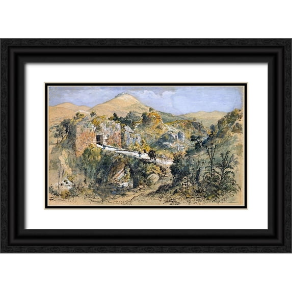 Fenn, Harry 24x16 Black Ornate Wood Framed with Double Matting Museum Art Print Titled - Caesarea Philippi (Banias)