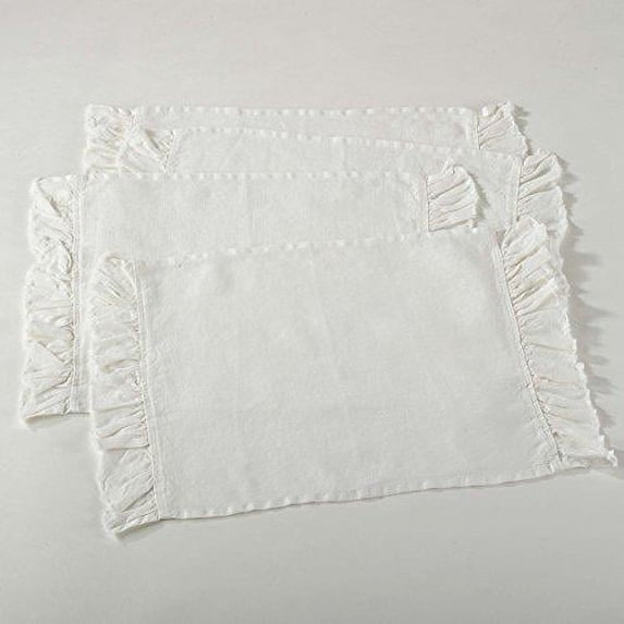 Fennco Leona Ruffled Stone Washed Traycloth Placemat, Set of 4