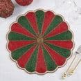 thumbnail image 1 of Fennco Style Unique Beaded Pinwheel Holiday Placemat 14" Round, 1-Piece - Red & Green Sparkly Table Mat for Home Décor, Christmas, Family Gatherings and Special Events, 1 of 3
