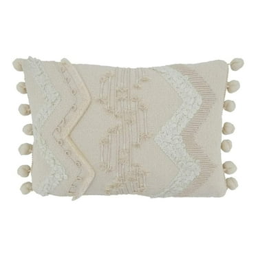 Fennco Styles 12" x 18" Beige Cotton Throw Pillow