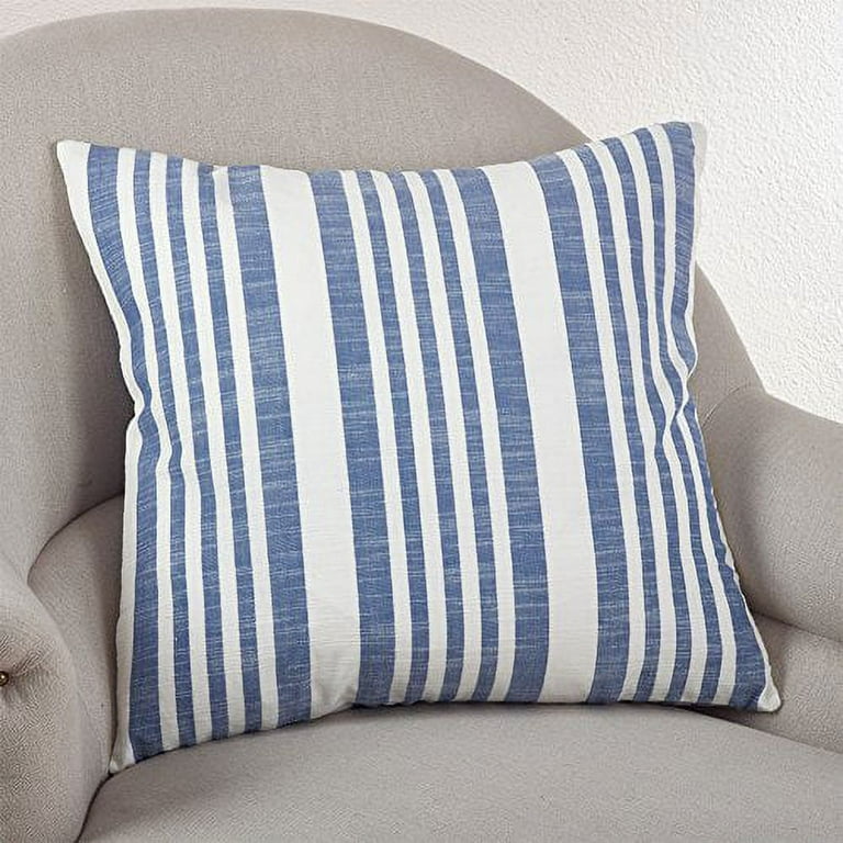 Non-Slip Throw Pillow Cover (20” Blue Stripe) - Non-Slip Pillow