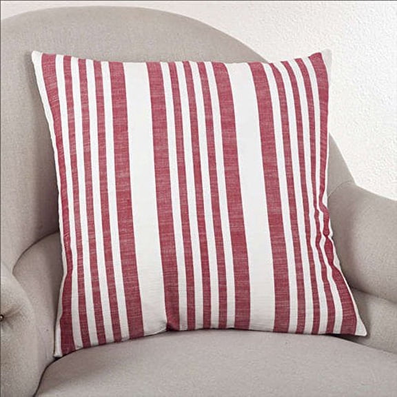 Fennco Styles 20-inch Nautical Striped Down Filled Throw Pillow, 3 Colors (Red)