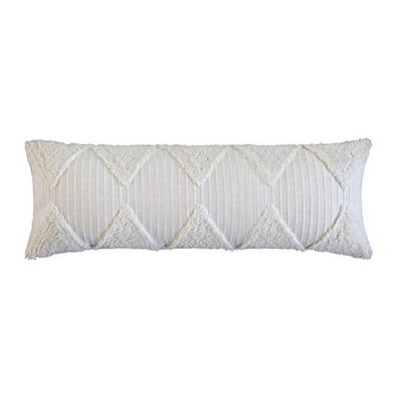 Fennco Styles 30" x 14" White Cotton Decorative Pillow Cover