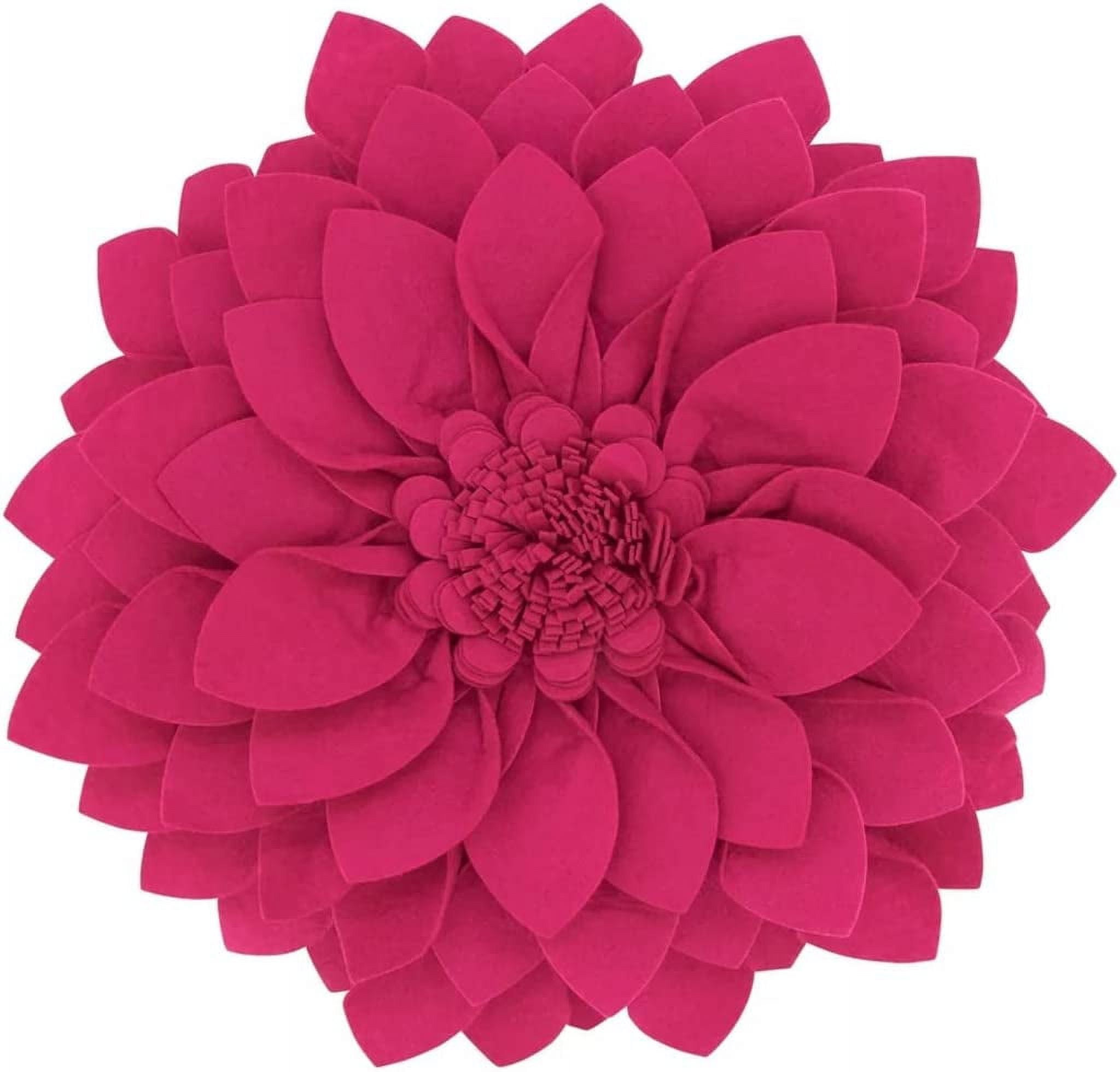 Fuchsia Felt Flower Shaped Throw Pillow 16" x 16"