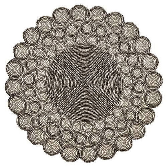 Fennco Styles Abigail Design Collection Vintage Circling Dots Floral Glass Beaded 14 x 14 Inch Place Mat Variety Color Placemat for Banquets, Family Gathering, Special Events and Home