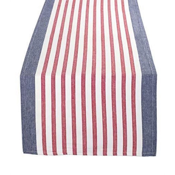 Fennco Styles American Flag Striped Cotton Table Linen, Napkins, Placemat
