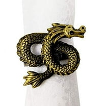 Fennco Styles Antique Dragon Metal Napkin Rings, Set of 4 - Traditional Napkin Holders for Home Decor, Dining Table, Banquets, Family Gathering and Special Occasions