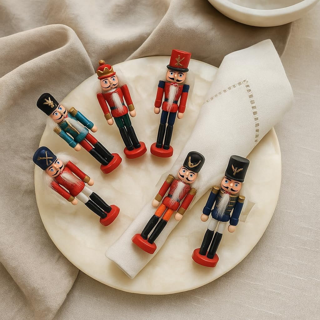 Fennco Styles Assorted Nutcracker Napkin Rings, Set of 6 - Festive ...