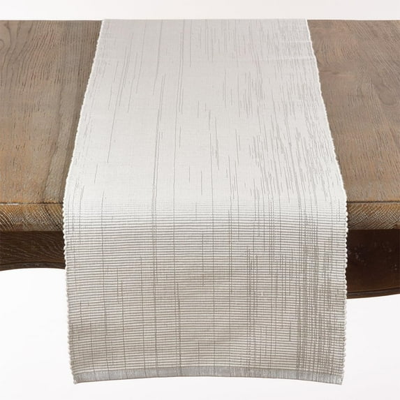 Fennco Styles Astrid Shimmering Design Ribbed Table Runner 13" W X 108" L - White 100% Cotton Table Cover for Dining Table, Weddings, Family Gatherings and Special Events